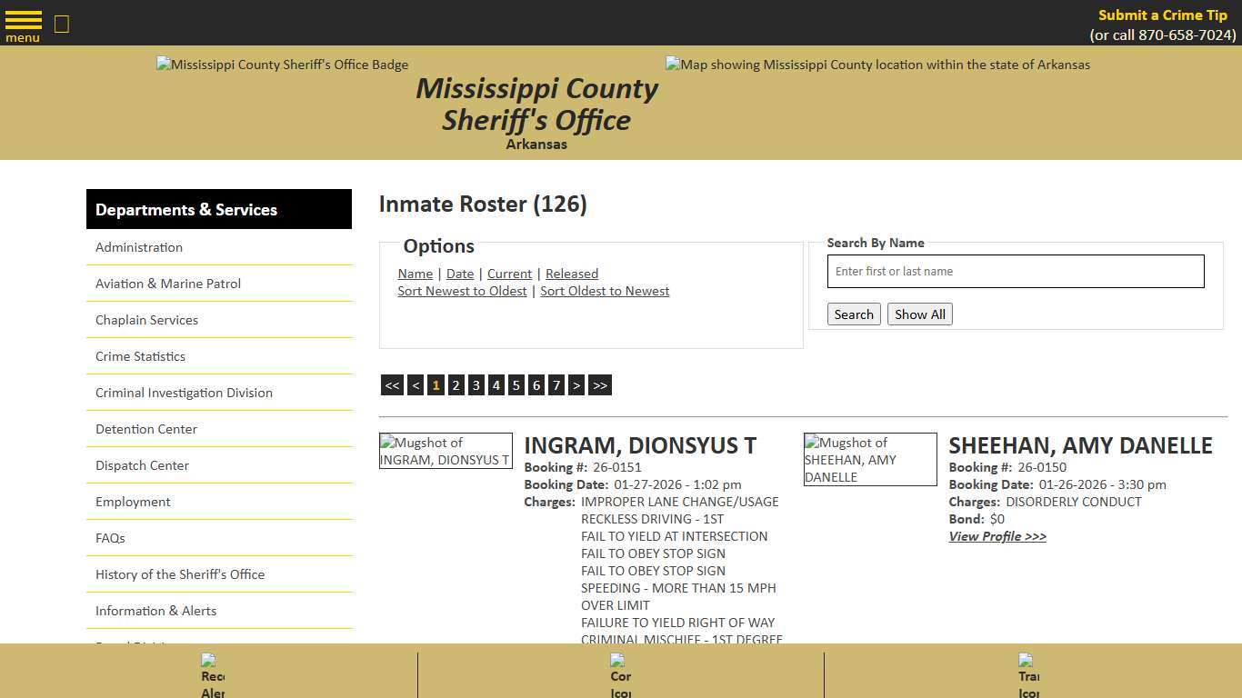 Inmate Roster - Current Inmates Booking Date Descending - Mississippi County AR Sheriff